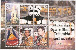 Palau - Space Shuttle Columbia on Stamps - 6 Stamp  Sheet PAL0608