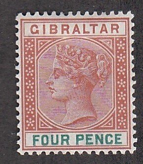 Gibraltar # 17, Queen Victoria, Mint Light Hinged, 1/3 Cat.