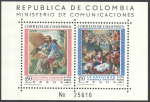 Colombia Sc# C388 MNH Souvenir Sheet 1960 airmail Christmas