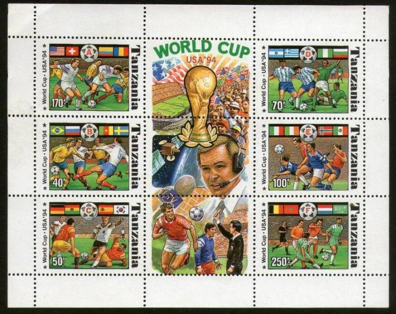 Tanzania 1994 World Cup Football Championship USA Sport Sc 1274I Sheetlet MNH...