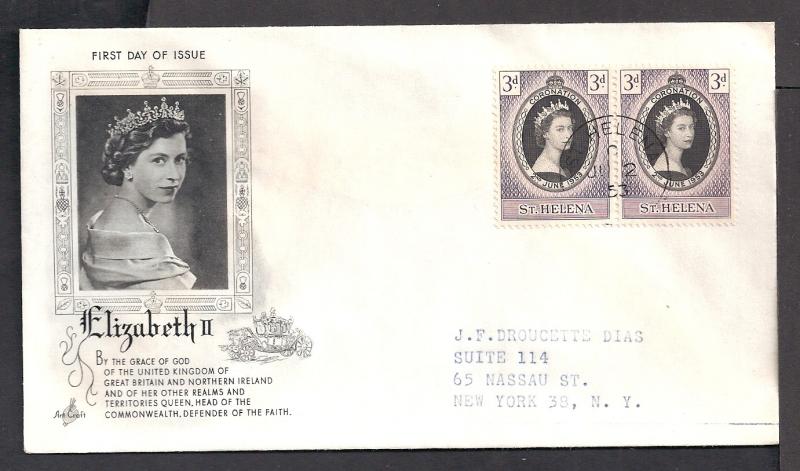 Saint Helena 139 QEII Coronation 1953 Typed FDC 