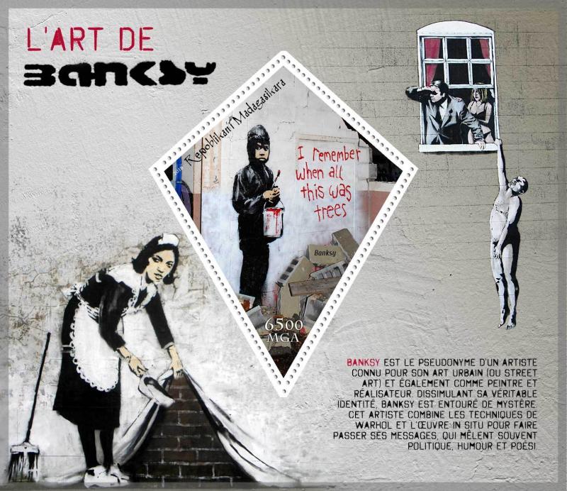 Banksy Street Art Graffiti Paintings Madagascar MNH stamp set