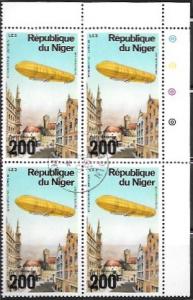 Niger  used Zeppelin Corner Block 200F  #C276