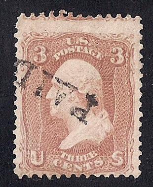 #65 3 cent SUPERB PAID Cancel Stamp used F