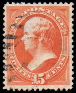 US #189 SCV $160.00 XF used, LOVELY LITE CANCEL, bright fresh orange,  thins,...