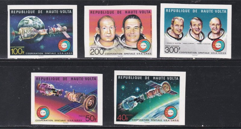 Burkina Faso # 370-371, C216-218, Apollo-Soyuz, IMPERF, Mint NH