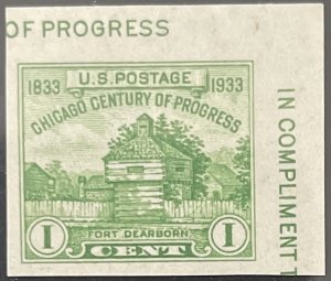 Scott #730A 1933 1¢ Century of Progress Fort Dearborn single MNH NGAI VF