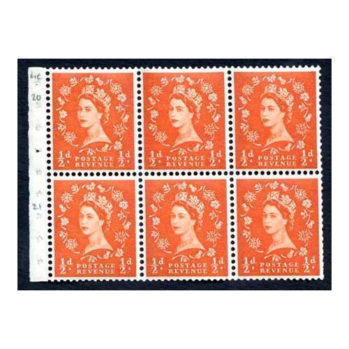 1/2d Orange Red Booklet Pane SB14