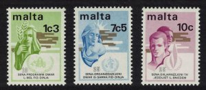 Malta WHO Agriculture Anniversaries 3v 1973 MNH SC#472-474 SG#504-506