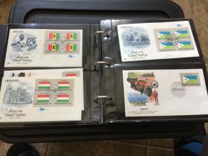 United Nations Flag Stamps 240 First Day Covers, 1980-1989 in 2 Supersafe albums