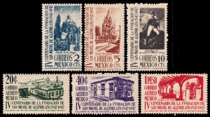 Mexico Scott 781-783, C129-C131 (1943) Mint NH VF Complete Set, CV $15.75 C