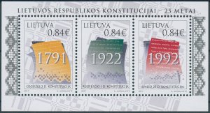 Lithuania 2017 MNH Constitution Lithuanian Republic 25th Anniv 3v M/S Stamps