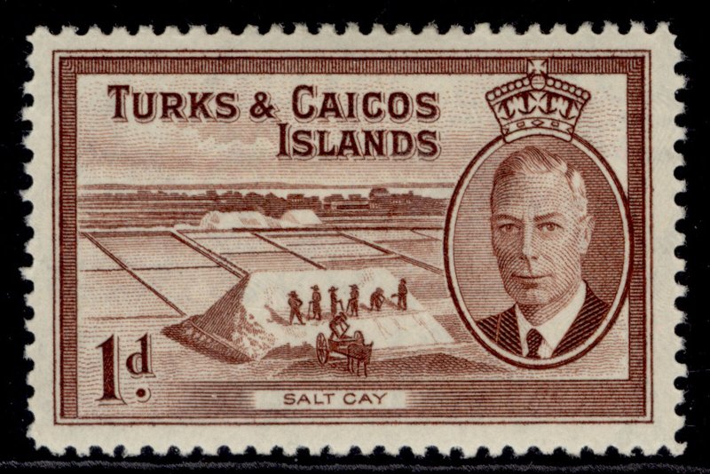 TURKS & CAICOS ISLANDS GVI SG222, 1d red-brown, M MINT.