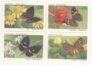 Palau, Scott # 245a, Se-Tennant Block of 4, MNH, Butterflies