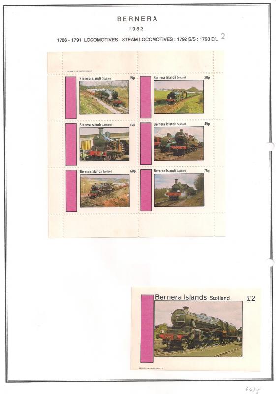 SCOTLAND - BERNERA - 1982 - Locomotives (8) - 6v Perf, D/L Sheets - MLH