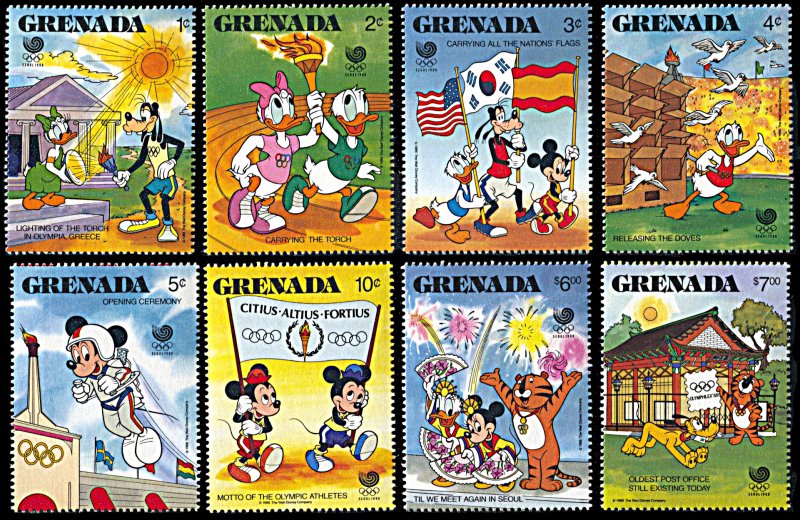 Grenada 1582-1589, MNH, Disney at Seoul Summer Olympics