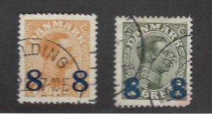 Denmark SC#161-162 Used F-VF SCV$13.00...nice bargain!!