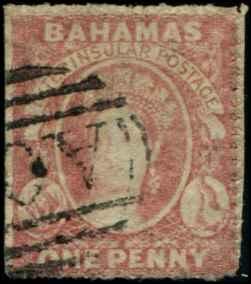 Bahamas SC# 2 SG# 4 Victoria  1d IMPERF Used rough perfs