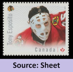 Canada 2866b NHL Great Canadian Goalies Tony Esposito P single MNH 2015