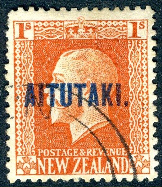 AITUTAKI-1917 1/- Vermilion Perf 14x13½ Sg 18 FINE USED V18016