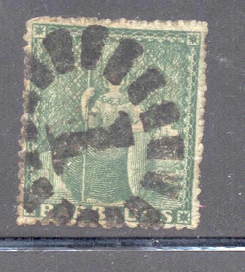 Barbados Sc 15 1861 ½ d Britannia stamp used