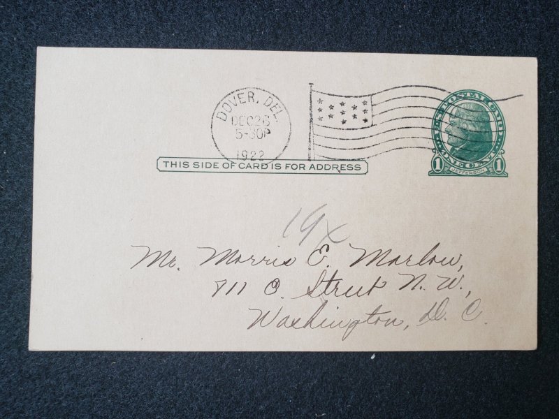 UX27. Jefferson, 1 cent, US Postal Cards.  Cancelled.VF cond.