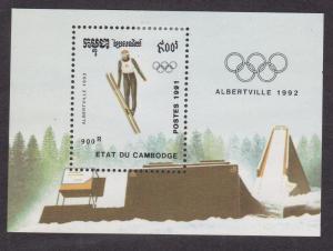 Cambodia # 1133, Albertville Olympics - Ski Jumping, Hinged, 1/3 Cat.