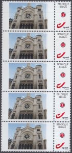 BELGIUM Item # 0100.2 MNH FULL STRIP of 5 - GREAT SYNAGOGUE in BRUSSELS