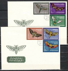 Bulgaria, Scott cat. 2267-2272. Moths issue on 2 First day covers.