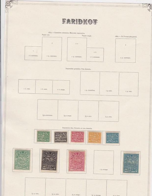 india states faridkot stamps on 1 album page ref 13426