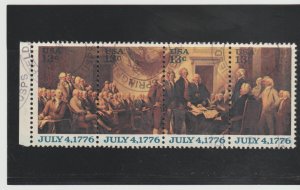 US SCOTT #1691-94 13c Strip of 4 - July 4,1776 Declaration of Independence Used