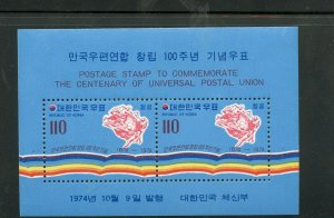 KOREA SCOTT #C43a UPU  SOUVENIR SHEET  NEVER HINGED AS SHOWN