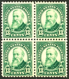 U.S. #622 MINT BLOCK OF 4 OG NH