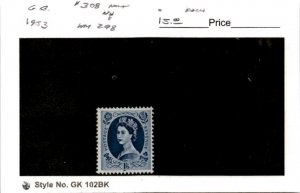 Great Britain, Postage Stamp, #308 Mint NH, 1953 Queen Elizabeth (AB)