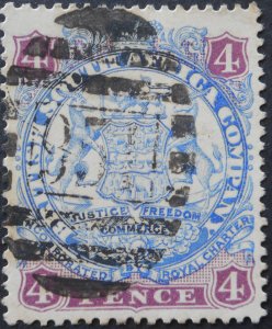 Rhodesia 1896 4d with Barred 951 postmark