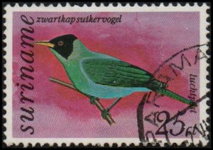 Suriname C59 - Used - 25c Green Honeycreeper (1977)