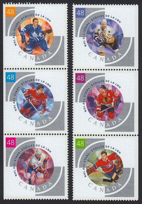 HOCKEY NHL = Canada 2003 #1971a-f MNH Set 6 Stamps from Pane, 2 Strips