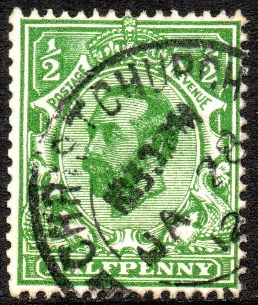 1911 Sg 324 N2/1 ½d bright green (Die 1B) with Christchurch Double Circle Cancel