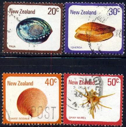 4 Various Sea Shells, New Zealand stamp SC#674-677 used set