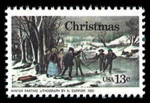 PCBstamps   US #1703 13c Christmas-Winter Pastime, MNH, (30)