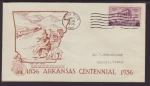 US 782 Arkansas 1936 Korshner Typed FDC