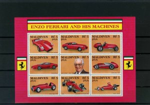 MALDIVES 1991 FERRARI AUTOMOBILES SHEET OF 9 STAMPS MNH