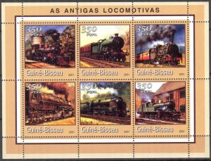 Guinea Bissau 2001 Steam Trains Locomotives Sheet MNH