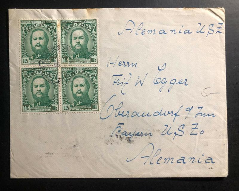 1948 Paraguay Cover to Oberaudorf Germany Marshall Francisco Solano stamp