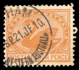 Western Australia #93 Cat$20, 1902 4p orange brown, used