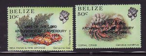 Belize-Sc#715-16- id9-unused NH set-Marine Life-visit of Archbishop-1984-