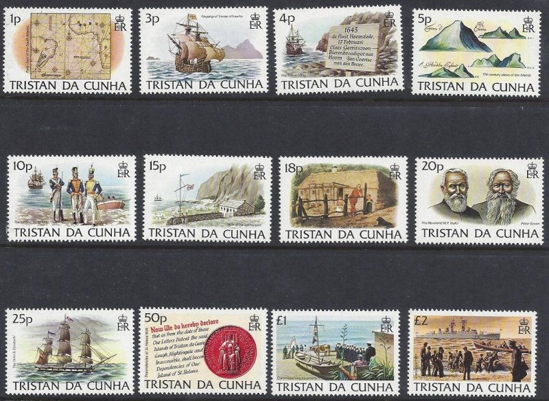 Tristan da Cunha #332-43 MNH set, Island history, various designs, issued 1983