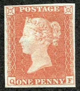 1841 Penny Red (QF) Large Part Gum