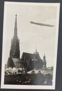 1929 Vienna Austria RPPC Postcard Cover To Freidorf Zeppelin Over City