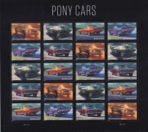 U.S.#5715-5719 Pony Cars 60c FE Pane of 20, MNH. '2022'  Mini-O/S